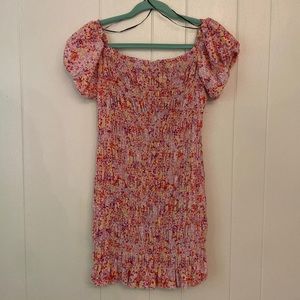 H&M Pink floral smocked dress